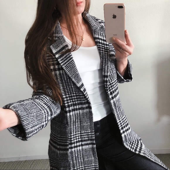 LONG PLAID TWEED COAT - Picture 2 of 5